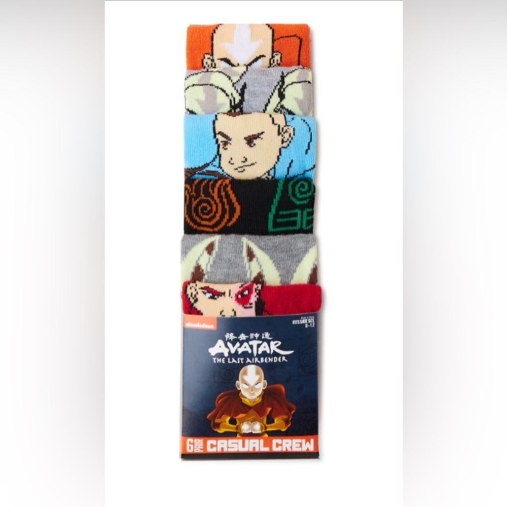 Avatar The Last Airbender Casual Crew Socks-6 Pairs - Picture 1 of 4